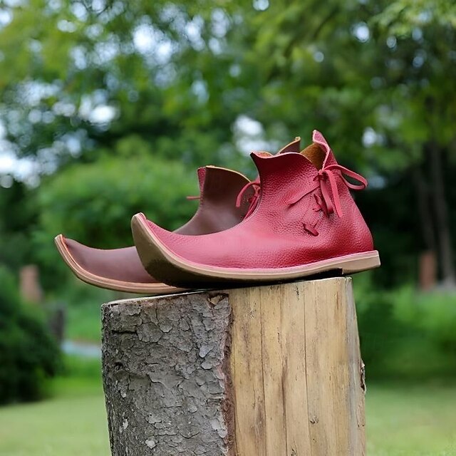 Vintage Medieval Renaissance Shoes Boots Flat Jazz Boots Fairy Ranger ...