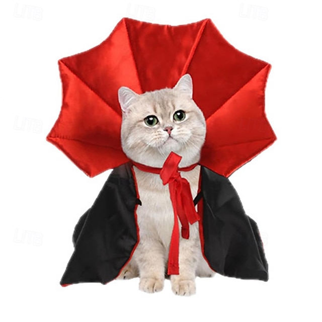 1pc Halloween Pet Cape Costume - Red & Black Vampire Design with ...