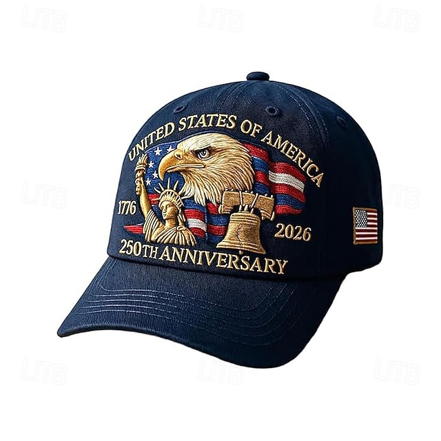 アメリカ合衆国建国250周年記念帽子、ハクトウワシ刺繍入り愛国的な野球帽、調節可能なレトロな愛国的な帽子（男女兼用）、建国250周年記念