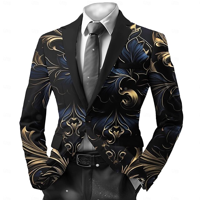 Men's Floral Long Sleeve Turndown Vintage Business Work Wear to work Going out Buttons Print Multi Pocket2