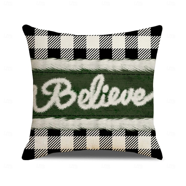  Sæt med hotte julepudebetræk, dekorative puder med hørtryk, pyntepuder til sofaen til indendørs fest &boligindretning