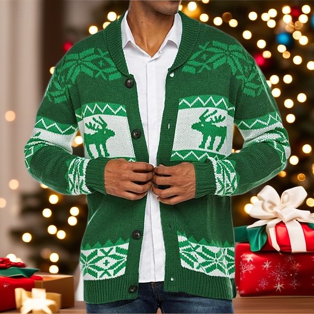  Herren Hässlicher Weihnachtspullover Weihnachtspullover Pullover Strickjacke Gerippt Stricken Normale Oberteile Gestrickt Einfach Schalkragen Urlaub Mode Lässig Ferien Bekleidung Winter Frühling