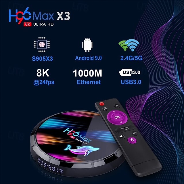  صندوق تلفاز يعمل بنظام أندرويد 9.0، h96max s905x3، بلوتوث 4.0، شاشة رقمية بدقة 4K، يدعم H.265 Cortex A55، سعة تخزين 4 جيجابايت، 128 جيجابايت، 64 جيجابايت، 32 جيجابايت