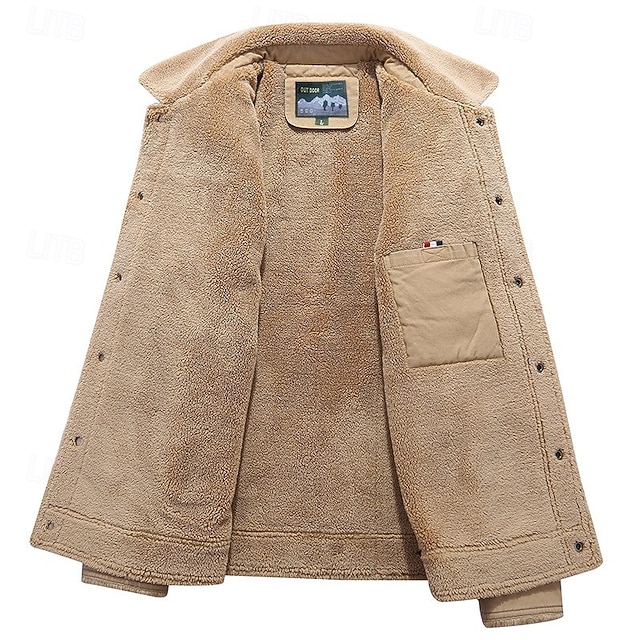 Homme Imprimé Vache Veste en Polaire Veste Cargo Veste Sherpa Chaleur Thermique ancien Occasionnel Extérieur Maison Poches multiples Vestes en coton manteaux d'hiver Automne Hiver Col rabattu en