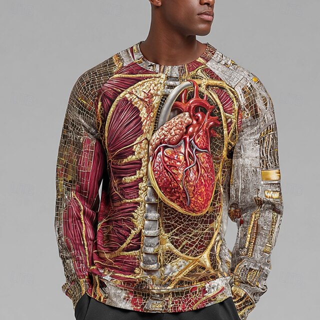 Men's Muscle Pullover Sweater Jumper Knitwear Crewneck Casual Dark Vacation Street Daily 3D Print Keep Warm Long Sleeve Spring Fall Winter Red4