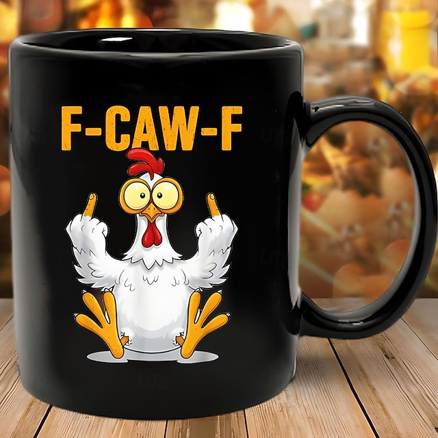  f-kaw-f zabawny kubek z kurczakiem zabawny kubek z kogutem na kawę żart świąteczny prezent dla przyjaciół &rodzinny ceramiczny kubek do herbaty, do biura, kuchni, na urodziny, na Boże Narodzenie lub