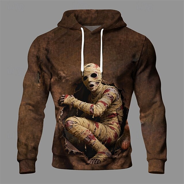 Halloween Men's Monster Hoodie Fashion Daily Hooded Vacation Party Streetwear Coffee Drawstring Pocket Printing Fall Winter Designer4