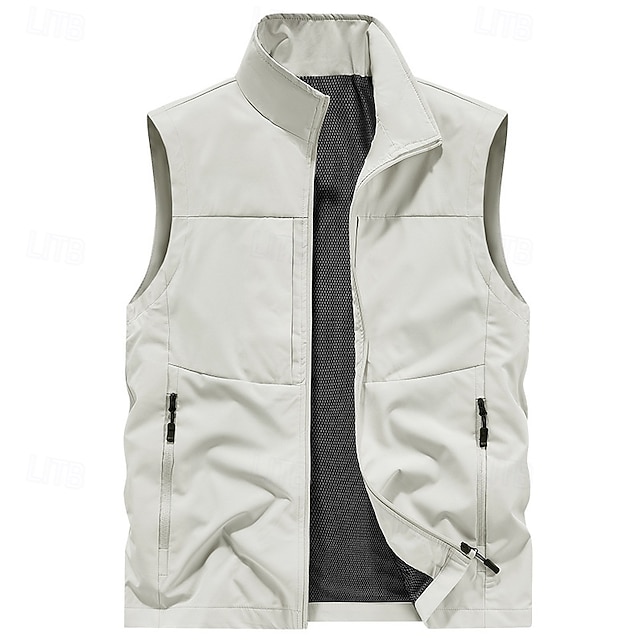  Herren Outdoor-Weste Weste Angelweste Outdoor Täglich Mode Lässig Frühling Herbst Tasche Polyester Bequem Einfach Reisverschluss Stehkragen Normale Passform Schwarz Rote Khaki Armeegrün Weste