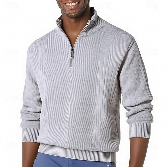 Men's Pullover Sweater Jumper Quarter Zip Sweaters Knit Sweater Ribbed Knit Regular Tops Knitted Fleece Plain Half Zip Fashion Casual Vacation Daily Wear Clothing Apparel Fall Winter Black Navy Blue4