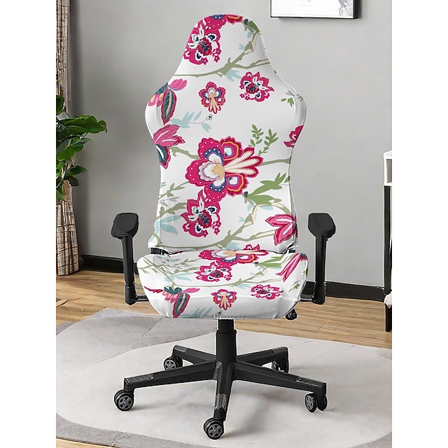  Geometric Printed Kitchen Chair Cover, Polyester Slipcover, Durable Non-Slip Chair Protector for Dining Room and Home
