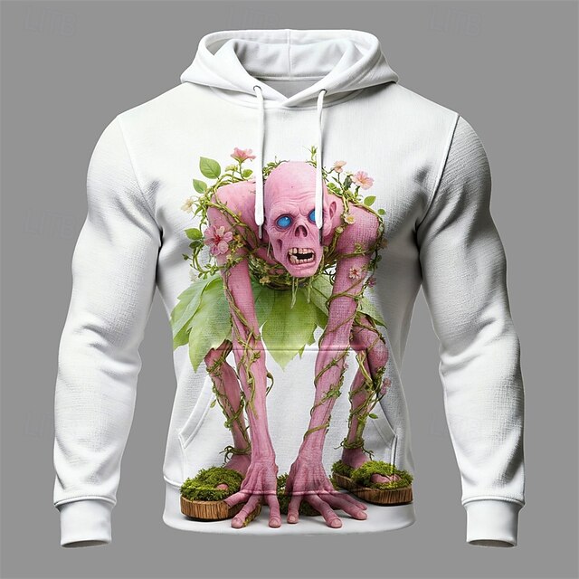 Halloween Men's Monster Hoodie Fashion Daily Hooded Vacation Party Streetwear White Drawstring Printing Fall Winter Designer4