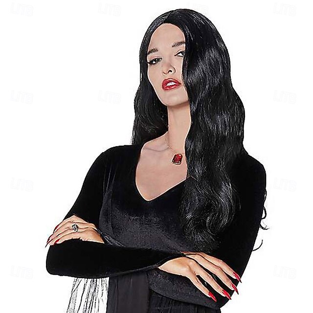Morticia Addams Wig - The Addams Family  Halloween Cosplay Party Wigs2