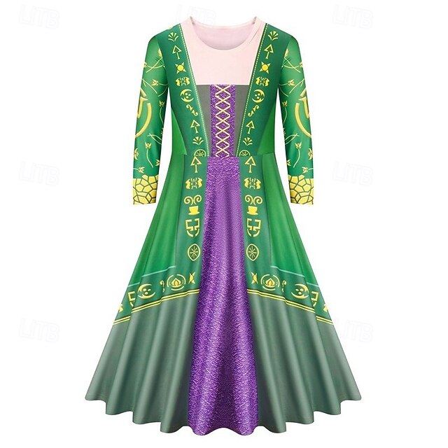 Hocus Pocus Witch Dress Cosplay Costume Cosplay Pattern Dress Movie Cosplay for Girls' Kid's Children's Day Masquerade4