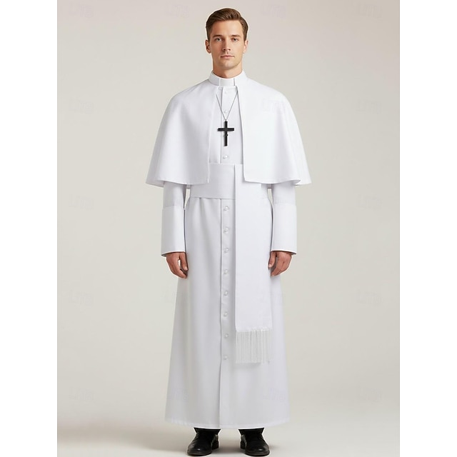  Retrò Vintage Medievale Rinascimento Cappotto Costume di fantasia Prete Costume Per uomo Halloween Carnevale Performance LARP Fiera Rinascimentale Adulti Body / Tutina