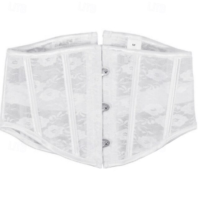 Women's Corset Shapewear Waist Cincher Shapewear Sexy Corset Sexy Sweet Pure Color Lace Vacation Street Date Sleeveless Cold Shoulder Black White Spring Fall Tailored Fit4