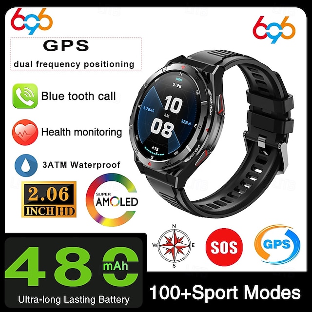  X28 Smart Watch 1.43 inch Smartwatch Fitness Running Watch Bluetooth Pedometer Call Reminder Activity Tracker Compatible with Android iOS Women Men GPS Long Standby Waterproof IP68 22mm Watch Case