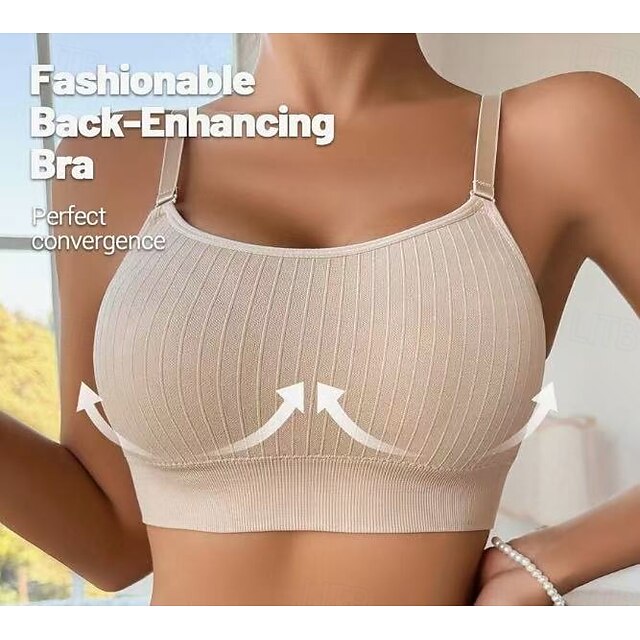 Women's Yoga Crop Tank Top Strappy Sports Bras Sports Bra Underwear Sports Wirefree Solid / Plain Color Sport Activewear Black Beige Fitness Yoga3