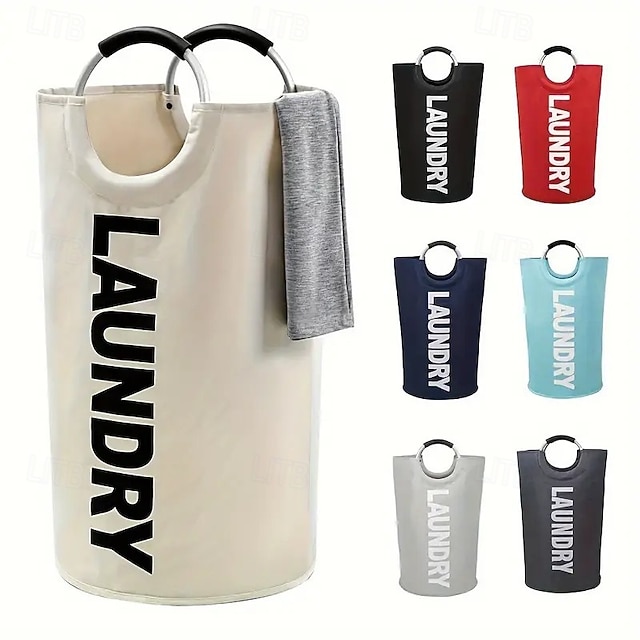 Laundry Basket with Soft Handles Foldable Vertical Laundry Bag
