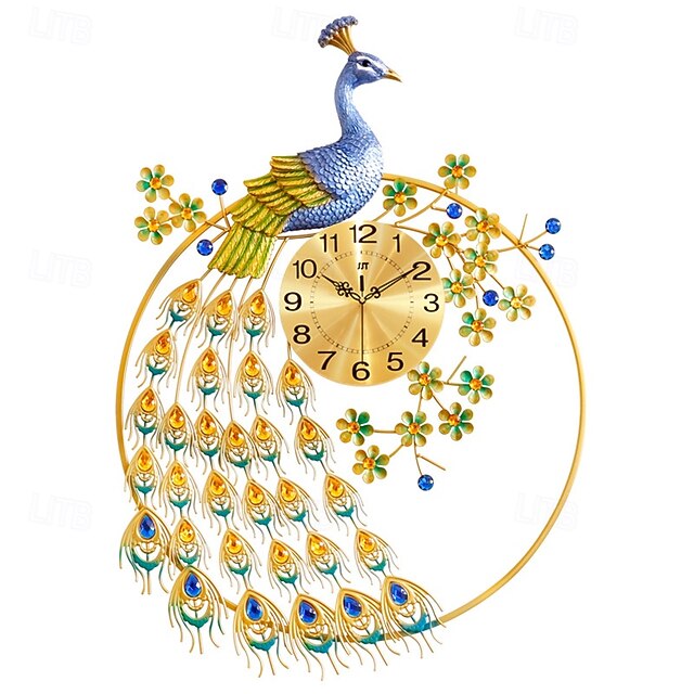Horloge Murale Design Feuille Ginkgo - Métal Doré - Grand Cadran 85 Cm - Mouvement Silencieux - Décoration Salon Moderne - 12
