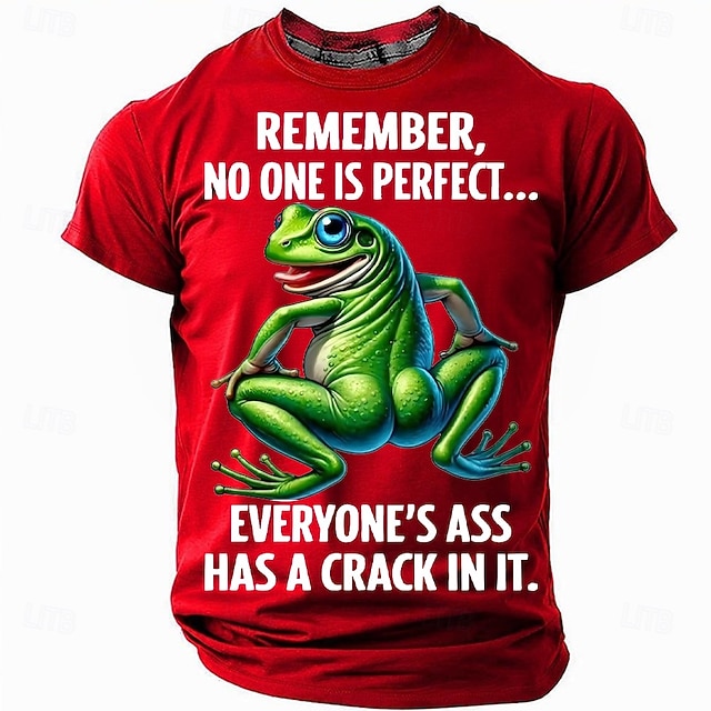  בגדי ריקוד גברים צפרדע סלנג מצחיק חולצה קצרה שרוולים קצרים חולצה קצרה הדפסת תלת מימד צווארון עגול קצר חולצה אופנתי יומי רחוב יומי שחור אודם פול קיץ אביב ביגוד S M L XL XXL XXXL