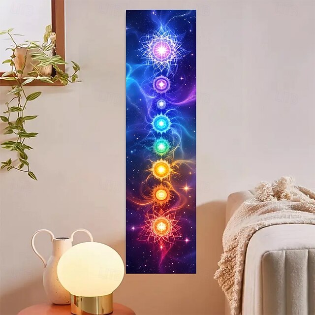 Tapestry Banners Long Vertical Wall Hanging Seven Chakra Yoga Meditation Flower Chakra Galaxy Fantasy Aesthetic Mystic Bedroom Living Room Dorm Wall Porch Home Decor4