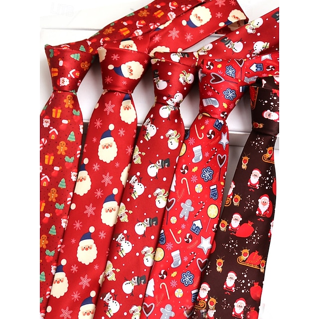  Pánské vánoční polyesterové kravaty – s motivem Santy, sněhuláka a svátků, ideální pro vánoční večírky a slavnostní příležitosti