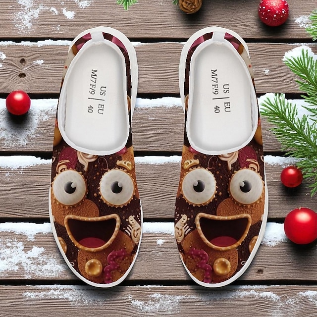  Męskie świąteczne kapcie piernikowe - zabawne buty na święta z motywem piernikowych ciasteczek, wygodne, wsuwane, idealne do leniuchowania i codziennego noszenia zimą