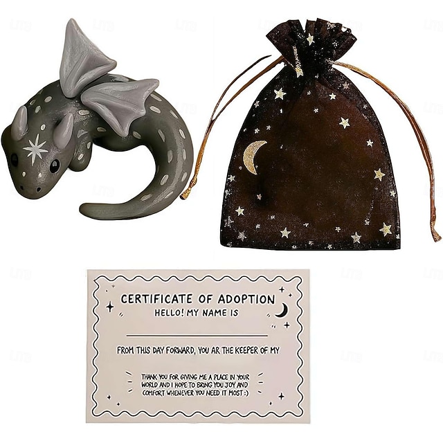  Kit de adoção de dragão para apoio emocional, miniatura de dragão artesanal para apoio emocional, escultura fofa de dragão para aliviar a ansiedade e acalmar, presente colecionável para amigos e