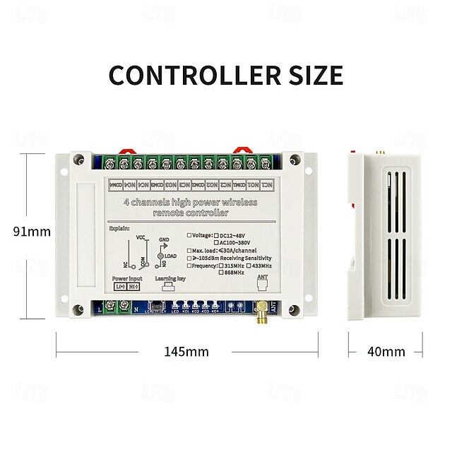 Wireless Remote Control Switch Kit, 4-Channel RF Relay Receiver with 4 ...