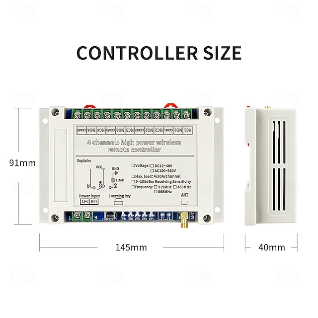 Wireless Remote Control Switch Kit, 4-Channel RF Relay Receiver with 4 ...