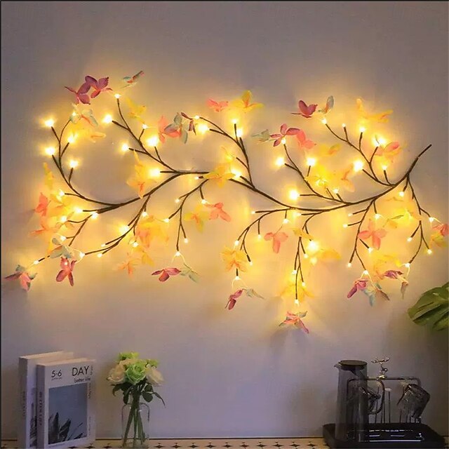 1 Pc 72/96/144LED Enchanted Willow Vine Light With Butterfly Maple USB ...