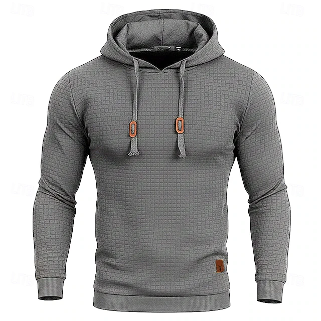 Men's Hoodie Waffle Hoodies Black White khaki Light Grey Dark Gray Solid Color Ribbed Textured Knit-texture Sports & Outdoor Casual Polyester Cool Winter Clothing Apparel Hoodies Sweatshirts Long 11