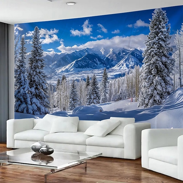 Winter Outdoor Snow Pattern Tapestry, Large Wall Hanging Mural ...