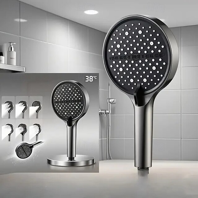 Large Panel 7 Modes Handheld Shower Head High Pressure Water Saving ...