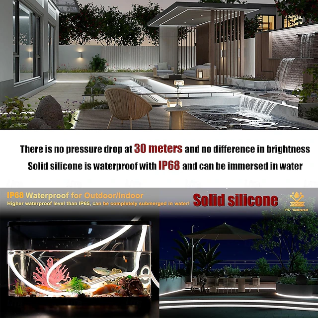 Led Strip Without Diffuser COB LED Strip Light DC24V 30M Solid Silicone Gel without Pressure Drop ...