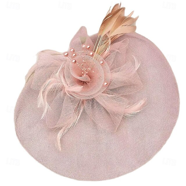 Chapeau Cocktail Fascinator En Feutre Marine Et Rose - Avec Plumes Et élastique - UK