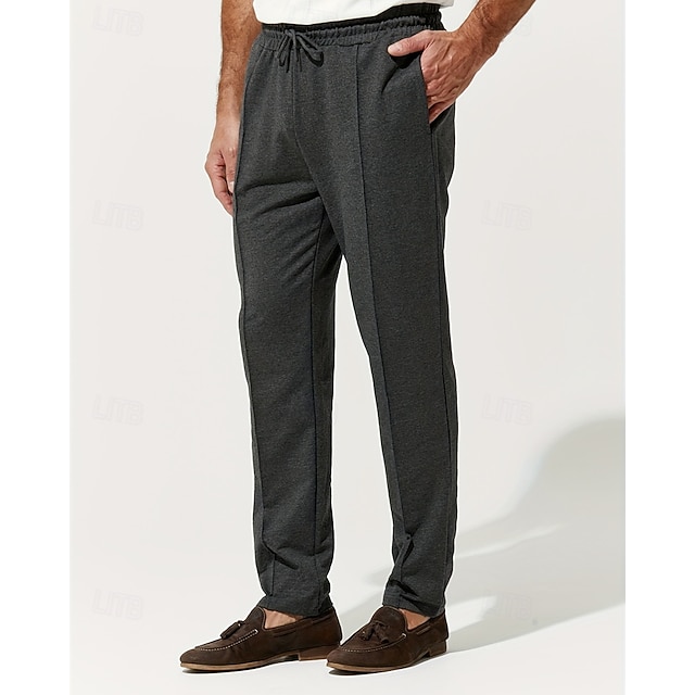 Herre Joggebukser Bukser Plisserte bukser Snorer Lomme Elastisk midje عادي Komfort Sport & Utendørs Daglig Mote Fritid Svart Grå Mikroelastisk