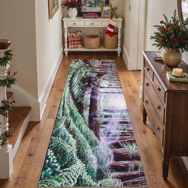 Forest Path Runner Rug For Hallway Kitchen Soft Non-Slip Machine ...