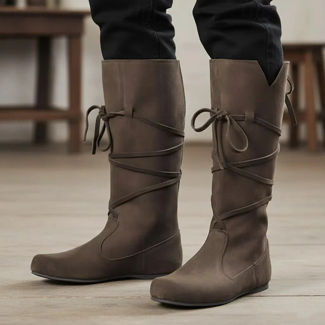 Women's Brown Lace-Up Medieval Style Boots - Perfect for Renaissance Fairs, Cosplay Events, and Outdoor Medieval Themed Gatherings 9