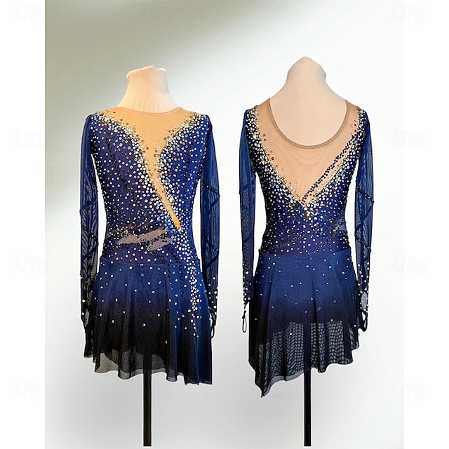Figure Skating Pants Women's Girls' Dancewear Fleece Spandex High Elasticity Patchwork Ice Skating Leggings
