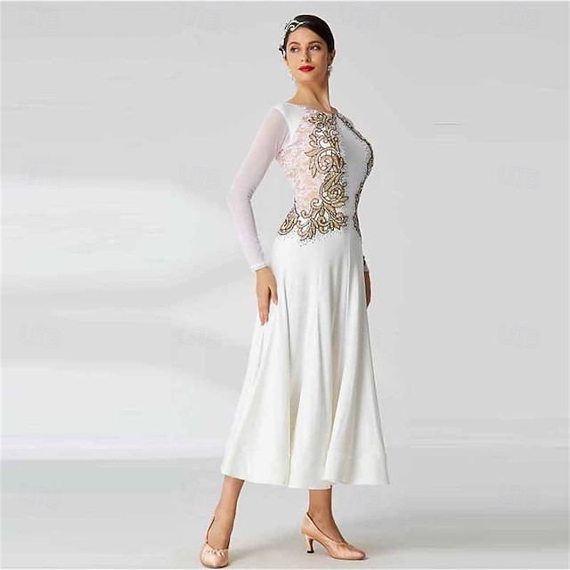 シルク HEARTTOUCH Women's Ballroom Modern Dance Dress – Long Sleeve Waltz