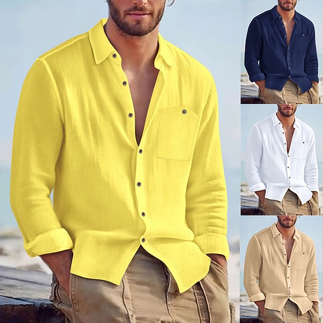 Chemise jaune homme manche longue » Grande Taille | Ulla Popken