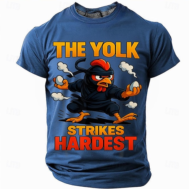 lustiges Hühnershirt, das Eigelb schlägt am härtesten, Ninja-Huhn-Wortspiel-T-Shirt für Männer, Kampfsport-Humor, Tshirt, Geschenk für Papa oder Freund
