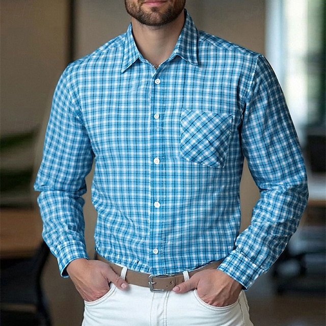  Bărbați Cămașă Cămașă de Costum Camașă cu nasturi Plisat Nuntă Zilnic Bleumarin Albastru piscină Gri Deschis Manșon Lung Răsfrânt Primăvară Toamnă Îmbrăcăminte Buzunar frontal