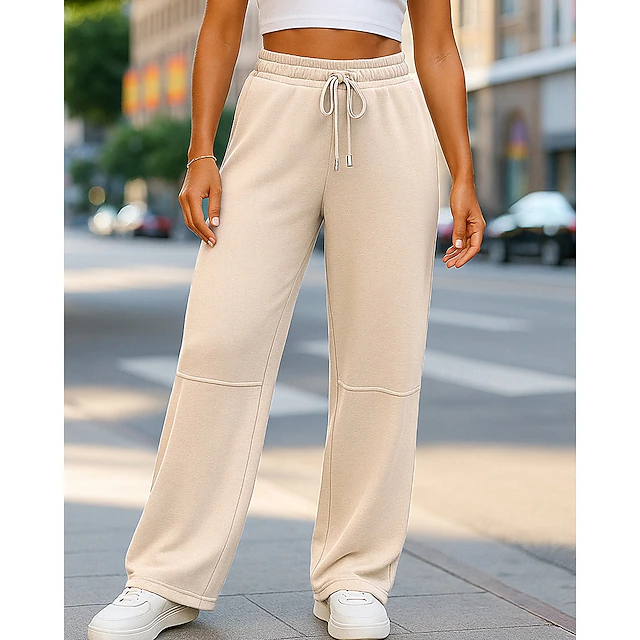 Dames Broek Met Wijde Pijpen Sport Joggingbroek Trainingsbroek Zak Hoge dames-broek-met-wijde-pijpen-sport-joggingbroek-trainingsbroek-zak-hoge