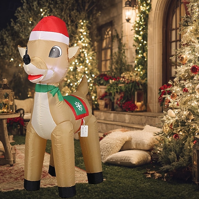 Santa Claus Inflatable Rudolph Christmas Inflatable with Lights, Rudolph The Red Nosed Reindeer in ...