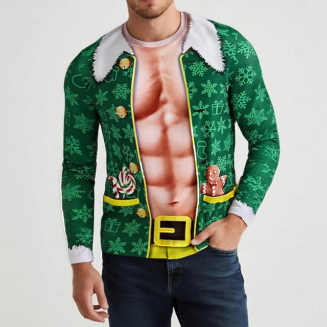  Natale T-shirt Elfo Grafico Originale Divertente per Per uomo Adulti Stampa 3D  per Natale Carnevale Capodanno Feste