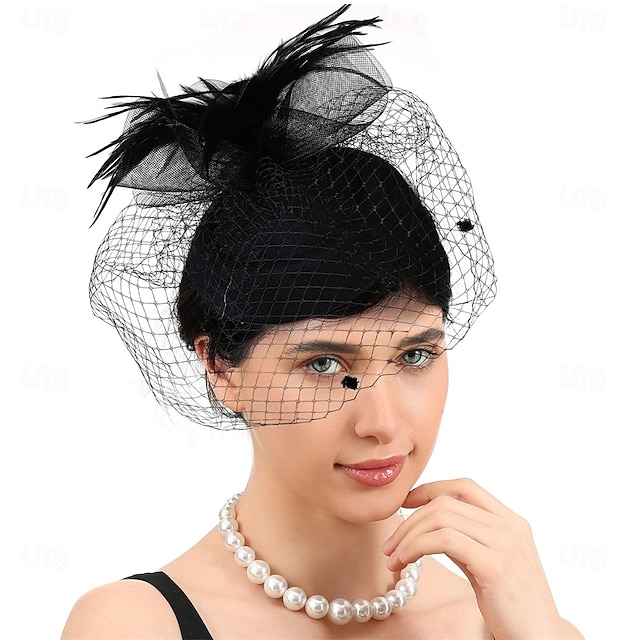  fascinators Fjær Fedora Bryllup Te Fest Hesteløp cocktail Elegant Årgang Med Fjær Hodeplagg Hodeplagg