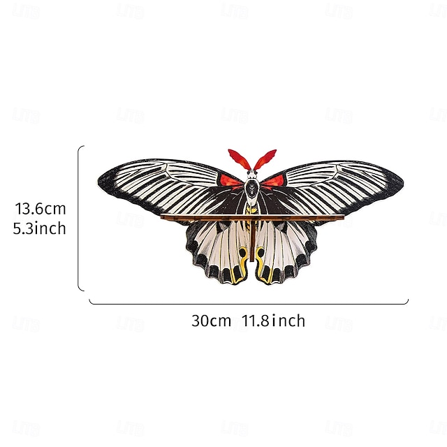  1個のクリエイティブでシンプルな壁掛けストライプの蝶型ディスプレイスタンド、釘なし、カラフルなクリエイティブな蝶型の壁飾り吊り下げピース組み立て木製手工芸品吊り下げ装飾