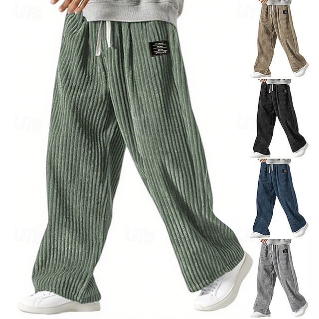  Homens Calças Esportivas Calças Calças de Veludo Calças largas Calça de moletom de perna reta Com Cordão Cintura elástica Côr Sólida Conforto Comprimento total Ao ar livre Casual Diário Moda Estilo